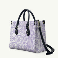 Pastel Purple Kahili Quilt Hawaii Leather Bag Tropical Flower Seamless Half Style