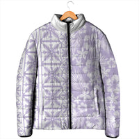 Pastel Purple Kahili Quilt Hawaii Padded Jacket Tropical Flower Seamless Half Style