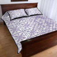 Pastel Purple Kahili Quilt Hawaii Quilt Bed Set Tropical Flower Seamless Half Style
