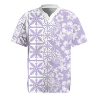 Pastel Purple Kahili Quilt Hawaii Rugby Jersey Tropical Flower Seamless Half Style