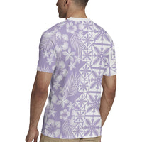 Pastel Purple Kahili Quilt Hawaii Rugby Jersey Tropical Flower Seamless Half Style