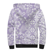 Pastel Purple Kahili Quilt Hawaii Sherpa Hoodie Tropical Flower Seamless Half Style
