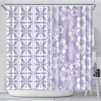 Pastel Purple Kahili Quilt Hawaii Shower Curtain Tropical Flower Seamless Half Style