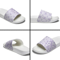 Pastel Purple Kahili Quilt Hawaii Slide Sandals Tropical Flower Seamless Half Style