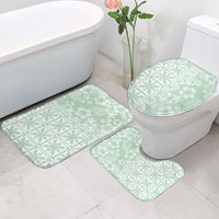 Pastel Green Kahili Quilt Hawaii Bathroom Set Tropical Flower Seamless Half Style