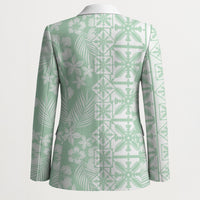 Pastel Green Kahili Quilt Hawaii Blazer Tropical Flower Seamless Half Style