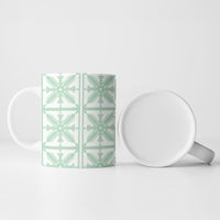 Pastel Green Kahili Quilt Hawaii Ceramic Mug Tropical Flower Seamless Half Style