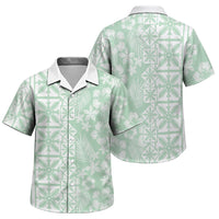 Pastel Green Kahili Quilt Hawaii Family Matching Off Shoulder Maxi Dress and Hawaiian Shirt Tropical Flower Seamless Half Style LT14 Son's Shirt Green - Polynesian Pride