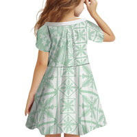 Pastel Green Kahili Quilt Hawaii Family Matching Summer Maxi Dress and Hawaiian Shirt Tropical Flower Seamless Half Style