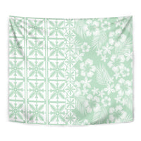 Pastel Green Kahili Quilt Hawaii Tapestry Tropical Flower Seamless Half Style