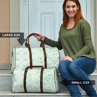 Pastel Green Kahili Quilt Hawaii Travel Bag Tropical Flower Seamless Half Style