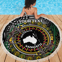 Personalised Australia And Vanuatu Beach Blanket Aboriginal Lizard Polynesia Ni-Van Pig Tusk LT14 - Polynesian Pride