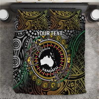 Personalised Australia And Vanuatu Bedding Set Aboriginal Lizard Polynesia Ni-Van Pig Tusk LT14 Black - Polynesian Pride