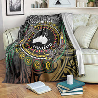 Personalised Australia And Vanuatu Blanket Aboriginal Lizard Polynesia Ni-Van Pig Tusk LT14 Black - Polynesian Pride