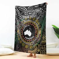 Personalised Australia And Vanuatu Blanket Aboriginal Lizard Polynesia Ni-Van Pig Tusk LT14 - Polynesian Pride