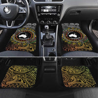 Personalised Australia And Vanuatu Car Mats Aboriginal Lizard Polynesia Ni-Van Pig Tusk LT14 Set 4pcs Black - Polynesian Pride