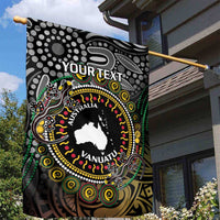 Personalised Australia And Vanuatu Garden Flag Aboriginal Lizard Polynesia Ni-Van Pig Tusk LT14 - Polynesian Pride