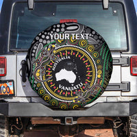 Personalised Australia And Vanuatu Spare Tire Cover Aboriginal Lizard Polynesia Ni-Van Pig Tusk LT14 Black - Polynesian Pride