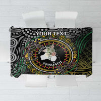 Personalised Australia And Vanuatu Tablecloth Aboriginal Lizard Polynesia Ni-Van Pig Tusk LT14 Black - Polynesian Pride