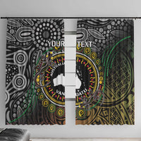 Personalised Australia And Vanuatu Window Curtain Aboriginal Lizard Polynesia Ni-Van Pig Tusk LT14 With Hooks Black - Polynesian Pride