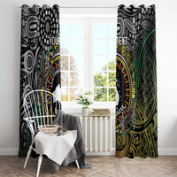 Personalised Australia And Vanuatu Window Curtain Aboriginal Lizard Polynesia Ni-Van Pig Tusk LT14 - Polynesian Pride