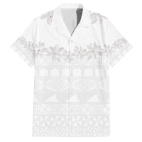Tokelau White Sunday Family Matching Off Shoulder Short Dress and Hawaiian Shirt Polynesian Pattern Gardenia Thunbergia