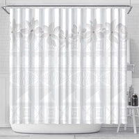 Tokelau White Sunday Shower Curtain Polynesian Pattern Gardenia Thunbergia