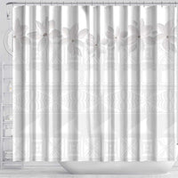Tokelau White Sunday Shower Curtain Polynesian Pattern Gardenia Thunbergia