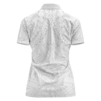 American Samoa White Sunday Women Polo Shirt Lotu Tamaiti Plumeria With Samoan Pattern