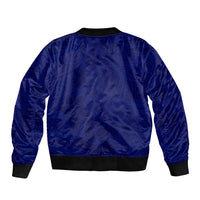 Blue Polynesia Bomber Jacket Polynesian Pattern Mix Plumeria