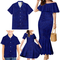 Blue Polynesia Family Matching Mermaid Dress and Hawaiian Shirt Polynesian Pattern Mix Plumeria LT14 - Polynesian Pride