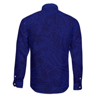 Blue Polynesia Family Matching Off Shoulder Short Dress and Hawaiian Shirt Polynesian Pattern Mix Plumeria LT14 - Polynesian Pride