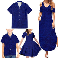 Blue Polynesia Family Matching Summer Maxi Dress and Hawaiian Shirt Polynesian Pattern Mix Plumeria LT14 - Polynesian Pride