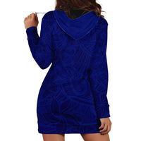 Blue Polynesia Hoodie Dress Polynesian Pattern Mix Plumeria LT14 - Polynesian Pride