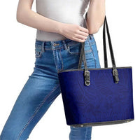 Blue Polynesia Leather Tote Bag Polynesian Pattern Mix Plumeria LT14 - Polynesian Pride