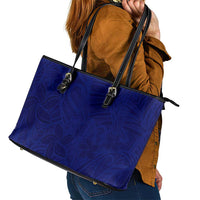 Blue Polynesia Leather Tote Bag Polynesian Pattern Mix Plumeria LT14 - Polynesian Pride