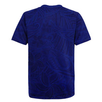 Blue Polynesia Rugby Jersey Polynesian Pattern Mix Plumeria LT14 - Polynesian Pride