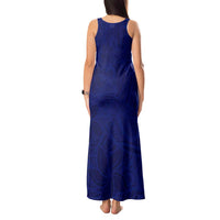 Blue Polynesia Tank Maxi Dress Polynesian Pattern Mix Plumeria LT14 - Polynesian Pride