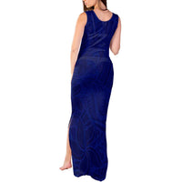 Blue Polynesia Tank Maxi Dress Polynesian Pattern Mix Plumeria LT14 - Polynesian Pride