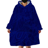 Blue Polynesia Wearable Blanket Hoodie Polynesian Pattern Mix Plumeria LT14 - Polynesian Pride
