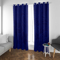 Blue Polynesia Window Curtain Polynesian Pattern Mix Plumeria LT14 With Grommets Blue - Polynesian Pride