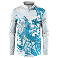 Blue Hawaii Humpback Whale Button Sweatshirt Polynesian Tribal Ocean Vibes LT14 Blue - Polynesian Pride