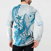 Blue Hawaii Humpback Whale Button Sweatshirt Polynesian Tribal Ocean Vibes LT14 - Polynesian Pride