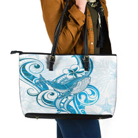 Blue Hawaii Humpback Whale Leather Tote Bag Polynesian Tribal Ocean Vibes LT14 - Polynesian Pride