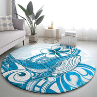 Blue Hawaii Humpback Whale Round Carpet Polynesian Tribal Ocean Vibes