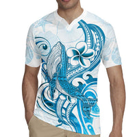 Blue Hawaii Humpback Whale Rugby Jersey Polynesian Tribal Ocean Vibes LT14 - Polynesian Pride