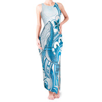 Blue Hawaii Humpback Whale Tank Maxi Dress Polynesian Tribal Ocean Vibes LT14 Women Blue - Polynesian Pride