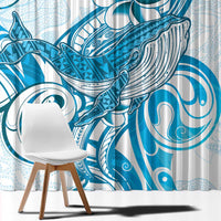 Blue Hawaii Humpback Whale Window Curtain Polynesian Tribal Ocean Vibes LT14 - Polynesian Pride