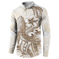 Brown Hawaii Humpback Whale Button Sweatshirt Polynesian Tribal Ocean Vibes LT14 - Polynesian Pride