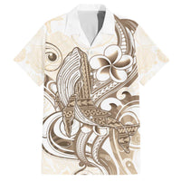 Brown Hawaii Humpback Whale Family Matching Off Shoulder Short Dress and Hawaiian Shirt Polynesian Tribal Ocean Vibes LT14 Dad's Shirt - Short Sleeve Brown - Polynesian Pride